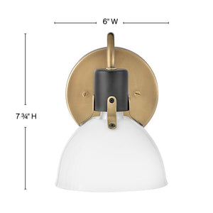Gliss 6" One Light Small Vanity, Heritage Brass