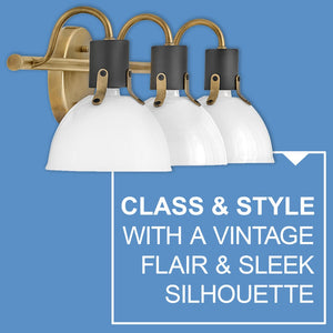 Gliss 24" Three Lights Medium Vanity, Heritage Brass