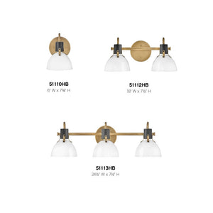 Gliss 24" Three Lights Medium Vanity, Heritage Brass