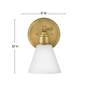 Relic 6" One Light Medium Adjustable Vanity, Heritage Brass