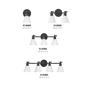 Relic 16" Two Lights Small Adjustable Vanity, Black