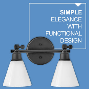 Relic 16" Two Lights Small Adjustable Vanity, Black