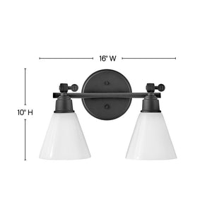 Relic 16" Two Lights Small Adjustable Vanity, Black