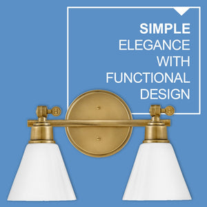 Relic 16" Two Lights Small Adjustable Vanity, Heritage Brass