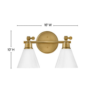 Relic 16" Two Lights Small Adjustable Vanity, Heritage Brass