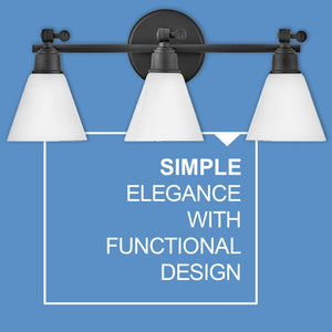 Relic 24" Three Lights Medium Adjustable Vanity, Black