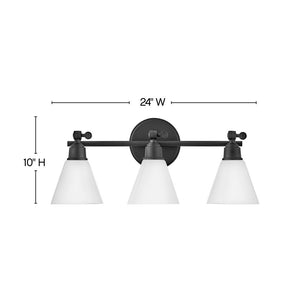 Relic 24" Three Lights Medium Adjustable Vanity, Black