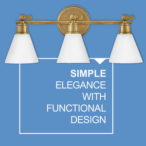 Relic 24" Three Lights Medium Adjustable Vanity, Heritage Brass