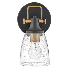 Solstice 6" One Light Medium Vanity, Black / Heritage Brass Accents
