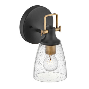 Solstice 6" One Light Medium Vanity, Black / Heritage Brass Accents