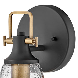 Solstice 6" One Light Medium Vanity, Black / Heritage Brass Accents