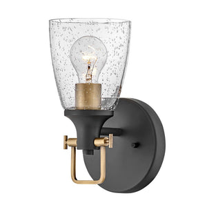 Solstice 6" One Light Medium Vanity, Black / Heritage Brass Accents