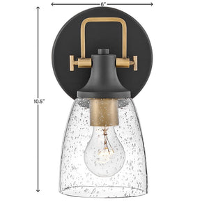 Solstice 6" One Light Medium Vanity, Black / Heritage Brass Accents