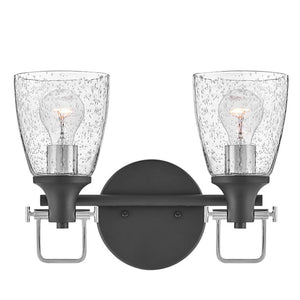 Solstice 14" Two Lights Small Vanity, Black / Chrome Accents