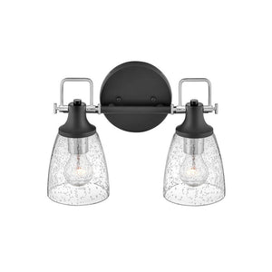 Solstice 14" Two Lights Small Vanity, Black / Chrome Accents