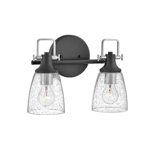 Solstice 14" Two Lights Small Vanity, Black / Chrome Accents