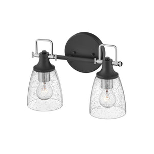 Solstice 14" Two Lights Small Vanity, Black / Chrome Accents