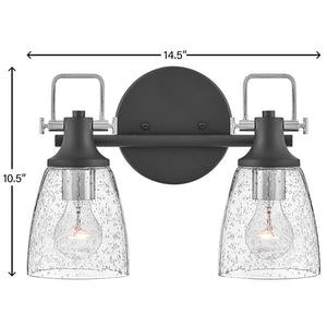 Solstice 14" Two Lights Small Vanity, Black / Chrome Accents
