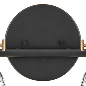 Solstice 14" Two Lights Small Vanity, Black / Heritage Brass Accents