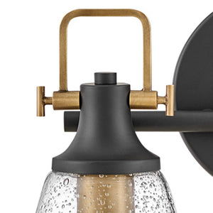 Solstice 14" Two Lights Small Vanity, Black / Heritage Brass Accents