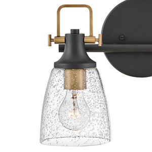 Solstice 14" Two Lights Small Vanity, Black / Heritage Brass Accents