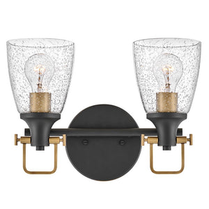 Solstice 14" Two Lights Small Vanity, Black / Heritage Brass Accents