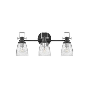 Solstice 24" Three Lights Medium Vanity, Black / Chrome Accents