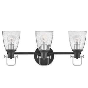 Solstice 24" Three Lights Medium Vanity, Black / Chrome Accents