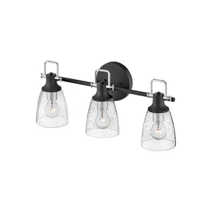 Solstice 24" Three Lights Medium Vanity, Black / Chrome Accents