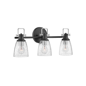 Solstice 24" Three Lights Medium Vanity, Black / Chrome Accents