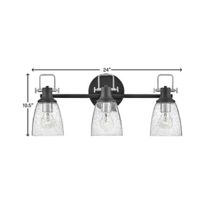 Solstice 24" Three Lights Medium Vanity, Black / Chrome Accents