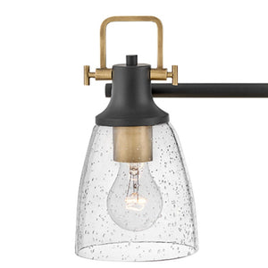 Solstice 24" Three Lights Medium Vanity, Black / Heritage Brass Accents