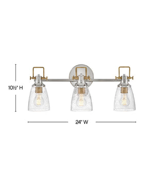 Solstice 24" Three Lights Medium Vanity, Polished Nickel