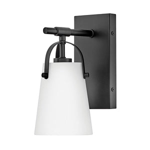 Asterism 5" One Lights Medium Sconce, Black / Etched Opal Glass