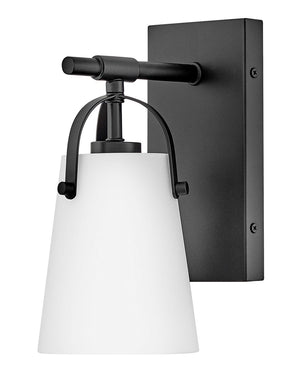 Asterism 5" One Lights Medium Sconce, Black / Etched Opal Glass