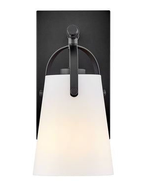 Asterism 5" One Lights Medium Sconce, Black / Etched Opal Glass