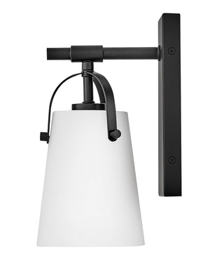 Asterism 5" One Lights Medium Sconce, Black / Etched Opal Glass
