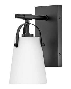 Asterism 5" One Lights Medium Sconce, Black / Etched Opal Glass