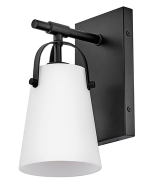 Asterism 5" One Lights Medium Sconce, Black / Etched Opal Glass