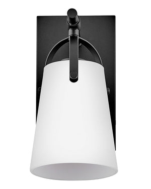 Asterism 5" One Lights Medium Sconce, Black / Etched Opal Glass