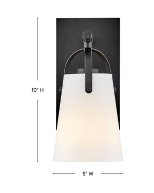 Asterism 5" One Lights Medium Sconce, Black / Etched Opal Glass