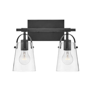 Asterism 14" Two Lights Small Vanity, Black / Clear Glass