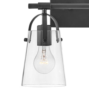 Asterism 14" Two Lights Small Vanity, Black / Clear Glass