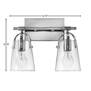 Asterism 14" Two Lights Small Vanity, Chrome / Clear Glass