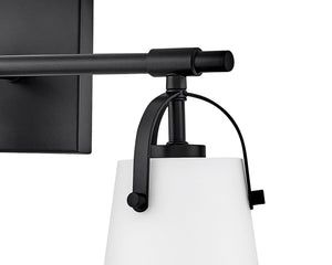 Asterism 23" Three Lights Medium Vanity, Black / Etched Opal Glass