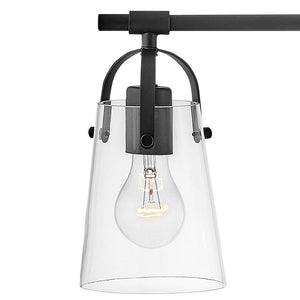 Asterism 23" Three Lights Medium Vanity, Black / Clear Glass