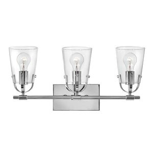 Asterism 23" Three Lights Medium Vanity, Chrome / Clear Glass
