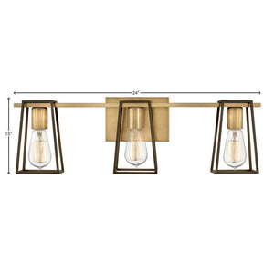 Echo 24" Three Lights Medium Vanity, Heritage Brass