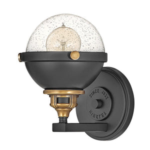 Marquis 6" One Light Small Vanity, Black / Heritage Brass Accents
