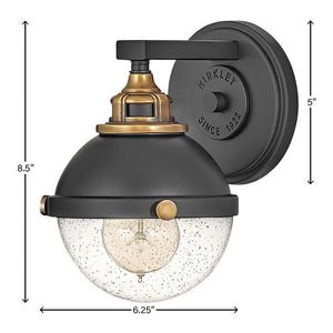 Marquis 6" One Light Small Vanity, Black / Heritage Brass Accents